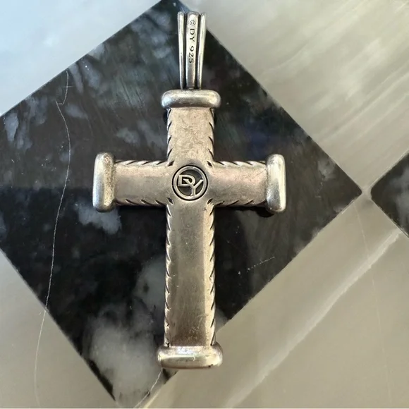 Authentic Sterling Silver and Black Diamond Cross Pendant ONLY - Picture 5 of 10